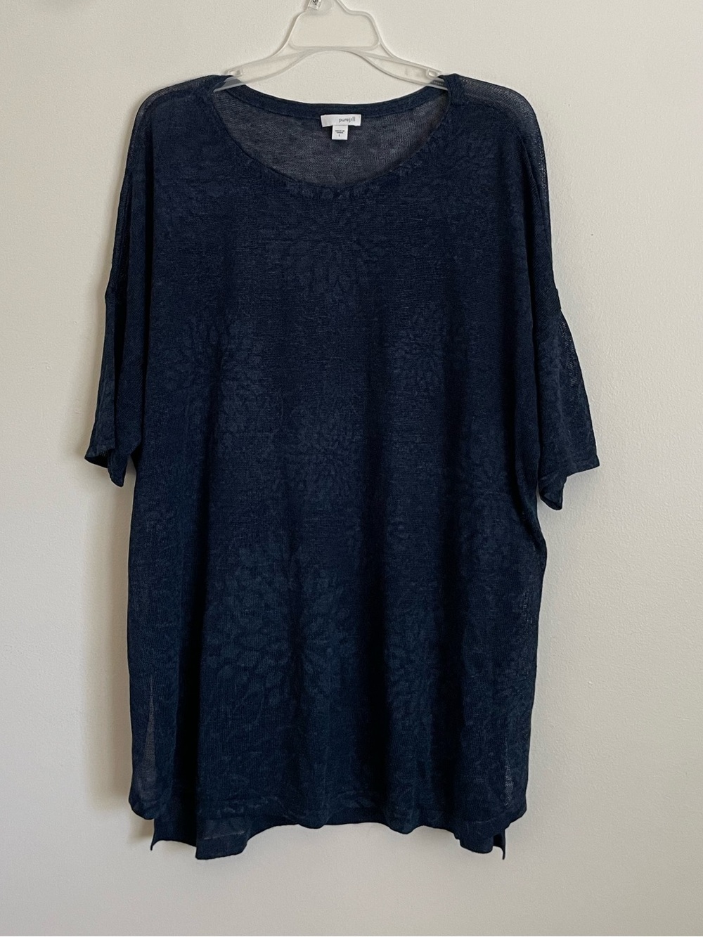 Pure Jill Linen Navy Lightweight Knit Tee